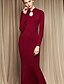 cheap Women&#039;s Dresses-Women&#039;s Casual / Daily Simple Trumpet / Mermaid Dress - Solid Colored Stand Spring Cotton Wine