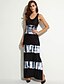 cheap Women&#039;s Dresses-Women&#039;s Going out Street chic Sheath Dress,Print U Neck Maxi Sleeveless Polyester Summer Mid Rise Micro-elastic