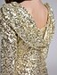 cheap Bridesmaid Dresses-Sheath / Column Bridesmaid Dress Bateau Neck 3/4 Length Sleeve Sparkle &amp; Shine Short / Mini Sequined with Sequin