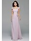 cheap Bridesmaid Dresses-A-Line Off Shoulder Floor Length Chiffon Bridesmaid Dress with Beading / Draping / Side Draping by LAN TING BRIDE®