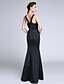 cheap Special Occasion Dresses-Mermaid / Trumpet Elegant Formal Evening Dress Straps Sleeveless Floor Length Satin with Side Draping 2021