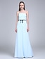 cheap Bridesmaid Dresses-Sheath / Column Bridesmaid Dress Strapless Sleeveless Elegant Floor Length Chiffon with Sash / Ribbon / Bow(s)