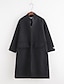 זול מעילים ומעילי גשם לנשים-אחיד צווארון חולצה פשוטה יום יומי\קז&#039;ואל מעיל נשים,לבן / שחור שרוול ארוך סתיו / חורף בינוני (מדיום) פוליאסטר