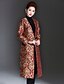 baratos Gabardines e Casacos de mulher-Mulheres Maxi Casaco Temática Asiática - Floral Decote em V Profundo