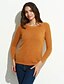 cheap Women&#039;s Sweaters-Women&#039;s Daily Work Casual Short Pullover,Solid Round Neck Long Sleeves Cotton Spring Medium Micro-elastic