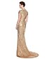 cheap Evening Dresses-Sheath / Column Celebrity Style Dress Formal Evening Sweep / Brush Train Short Sleeve Jewel Neck Sequined with Sequin 2022 / Sparkle &amp; Shine