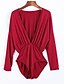 cheap Plus Size Tops-Women&#039;s Romper Pleated Solid Colored Deep V Party Daily Slim Long Sleeve Wine White Black S M L