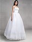 cheap Wedding Dresses-Ball Gown Strapless Floor Length Lace Made-To-Measure Wedding Dresses with Bowknot / Beading / Appliques by LAN TING BRIDE®