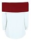 cheap Women&#039;s T-shirts-Women&#039;s Off The Shoulder Going out Sexy Fall Winter T-shirt,Patchwork Boat Neck Long Sleeve Polyester