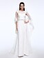 cheap Wedding Dresses-Sheath / Column Bateau Neck Sweep / Brush Train Lace Made-To-Measure Wedding Dresses with Sash / Ribbon / Button by LAN TING BRIDE®