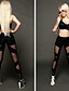baratos Corpos Sexy-Mulheres Sexy Com Rasgos Esportivo Legging Retalhos Com Transparência Cintura Média Preto S M L / Skinny