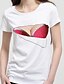 billige T-skjorter til kvinner-Bomull Kortermet,Rund hals T-skjorte Geometrisk Enkel Ut på byen Dame