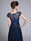cheap Mother of the Bride Dresses-Sheath / Column Mother of the Bride Dress Sparkle &amp; Shine Scoop Neck Floor Length Chiffon Short Sleeve No with Sequin 2023