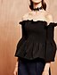 preiswerte Blusen und Hemden für Damen-Damen Solide Freizeit Alltag Hemd, Bateau Frühling Baumwolle