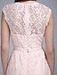 cheap Bridesmaid Dresses-Sheath / Column Bridesmaid Dress V Neck Sleeveless Two Piece Floor Length Lace with Sash / Ribbon