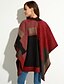 preiswerte Damen Pullover-Damen Alltag Street Schick Patchwork Langarm Übergrössen Fledermaus Ärmel Lang Mantel / Capes, V-Ausschnitt Winter Wolle / Baumwolle Marinenblau / Rot / Hellbraun Einheitsgröße