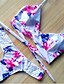 ieftine Bikini-Pentru femei Floral Alb Tanga Bikini Costume de Baie Costum de baie - Floral Imprimeu S M L Alb