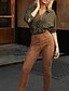preiswerte Tops für Frauen in Übergrößen-Damen Hemd Einfarbig Peter Pan Kragen Täglich Formal Langarm Oberteile Armeegrün Braun
