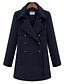 cheap Women&#039;s Coats &amp; Trench Coats-Women&#039;s Casual/Daily Simple Coat,Solid Long Sleeve Fall / Winter Blue Wool Medium