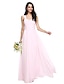 cheap Bridesmaid Dresses-A-Line Straps Floor Length Chiffon Bridesmaid Dress with Sash / Ribbon / Criss Cross / Ruched