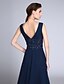 cheap Special Occasion Dresses-A-Line Elegant Formal Evening Black Tie Gala Dress V Neck Sleeveless Sweep / Brush Train Chiffon with Ruched Appliques 2020