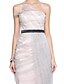 cheap Special Occasion Dresses-A-Line Celebrity Style Formal Evening Dress Strapless Sleeveless Ankle Length Lace Satin Sequined with Pick Up Skirt Side Draping 2020