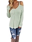 cheap Sweaters-Women&#039;s Solid Colored Pullover Long Sleeve Regular Sweater Cardigans V Neck Fall Winter Wine Light Green / Going out / Sexy