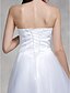 baratos Vestidos de Casamento-De Baile Sem Alças Longo Tule Vestidos de casamento feitos à medida com Miçangas / Apliques de LAN TING BRIDE® / Vestidos Brancos Justos