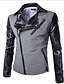 cheap Men&#039;s Jackets &amp; Coats-Fall Leather Jacket Long Sleeve White / Dark Gray L / XL / XXL