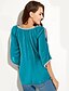 baratos Blusas e Camisas de mulher-Mulheres Blusa Camisa Social Cor Sólida Assimétrico Preto Azul Para Noite Blusas Roupa de rua / Verão