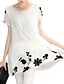 cheap Plus Size Tops-Women&#039;s Blouse Plus Size U Neck Daily Weekend Print Short Sleeve Loose Tops Casual Streetwear White Black