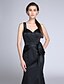 tanie Sukienki na specjalne okazje-Syrena Elegancja Kolacja oficjalna Sukienka Paski Bez rękawów Sięgająca podłoża Satyna z Drapowania boczna 2021