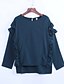 voordelige Damesblouses en -shirts-Dames Eenvoudig Lente Blouse,Casual/Dagelijks Effen Ronde hals Lange mouw Katoen Polyester Medium