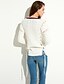 billige damesweaters-Dame Street Casual/hverdag Lang Pullover Ensfarvet,Hvid V-hals Langærmet Bomuld Forår / Efterår Medium