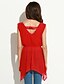 preiswerte Blusen und Hemden für Damen-Damen Solide Boho / Street Schick Ausgehen Bluse,V-Ausschnitt Sommer Ärmellos Rot Polyester Dünn