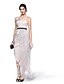 cheap Special Occasion Dresses-A-Line Celebrity Style Formal Evening Dress Strapless Sleeveless Ankle Length Lace Satin Sequined with Pick Up Skirt Side Draping 2020