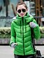 cheap Women&#039;s Puffer&amp;Parka-Women&#039;s Daily Solid Colored Zipper Regular Padded, Cotton Long Sleeve Fall / Winter Hooded Green / Blue / Pink XL / XXL / XXXL