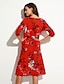 cheap Women&#039;s Dresses-Women&#039;s Daily Boho Loose Dress Print Summer Cotton Red Green L XL XXL