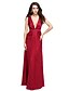 cheap Evening Dresses-Sheath / Column Formal Evening Dress V Neck Sleeveless Floor Length Satin Chiffon with Draping 2020
