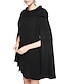 billige Cocktailkjoler-a-line svart kjole ferie hjemkomst kort / mini ermeløs juvelhals høst bryllup gjest chiffon med folder 2024