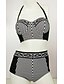 cheap Women&#039;s Swimwear &amp; Bikinis-Women&#039;s Sports High Rise Tankini Swimsuit Striped Halter Neck Swimwear Bathing Suits Black