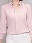 baratos Tops em tamanhos grandes-Mulheres Camisa Social Cor Sólida Decote V Formal Trabalho Manga Longa Blusas Branco Preto Rosa claro / Manga Princesa