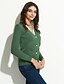 billige damesweaters-Simpel Normal Cardigan Ensfarvet,Sort / Brun / Grøn V-hals Langærmet Bomuld Forår Medium Uelastisk