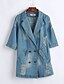 cheap Women&#039;s Coats &amp; Trench Coats-Women&#039;s Print Blue Denim Jackets,Street chic ½ Length Sleeve Polyester