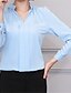 baratos Tops em tamanhos grandes-Mulheres Camisa Social Cor Sólida Decote V Formal Trabalho Manga Longa Blusas Branco Preto Rosa claro / Manga Princesa