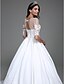 olcso Menyasszonyi ruhák-Esküvői ruhák Báli ruha Illusion nyak Féhosszú Katedrális uszály Szatén Menyasszonyi ruhák Val vel Ráncolt Flitter 2023
