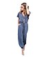 cheap Women&#039;s Jumpsuits &amp; Rompers-Women&#039;s Going out / Casual / Daily / Beach Simple / Vintage V Neck Black Blue Wine Harem Jumpsuit, Solid Colored M L XL High Rise Cotton Short Sleeves Spring Summer