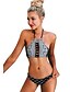 abordables Bikinis-Mujer Halter Negro Aro Pícaro Bikini Bañadores Traje de baño - Geométrico Estampado S M L Negro / Sexy