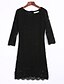 cheap Women&#039;s Dresses-Women&#039;s Going out / Party/Cocktail Street chic Lace Dress,Solid Round Neck Above Knee ¾ Sleeve Black Rayon SeasonsMid