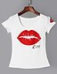 voordelige Dames T-shirts-Dames T-shirt Print Tops Katoen Informeel Wit
